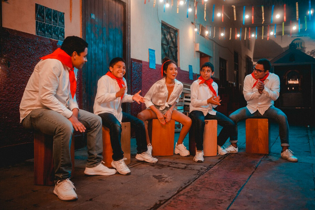 group of influencers talking