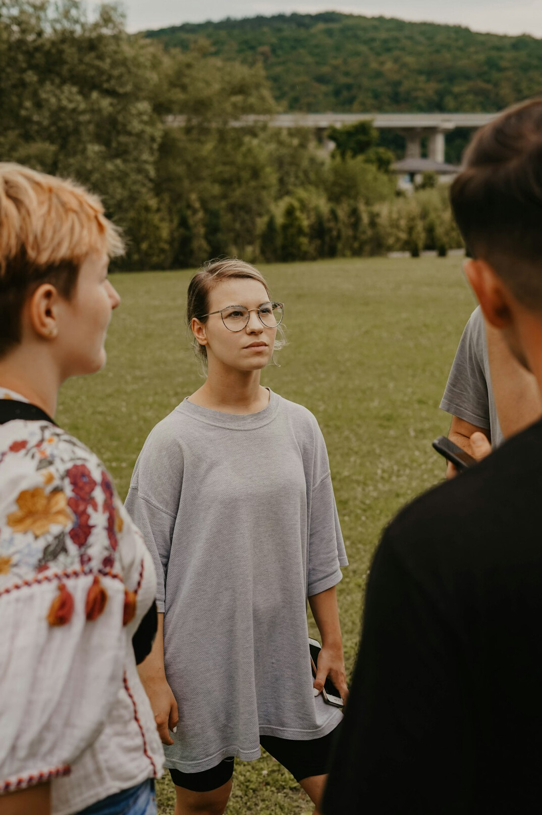 group of teens talking