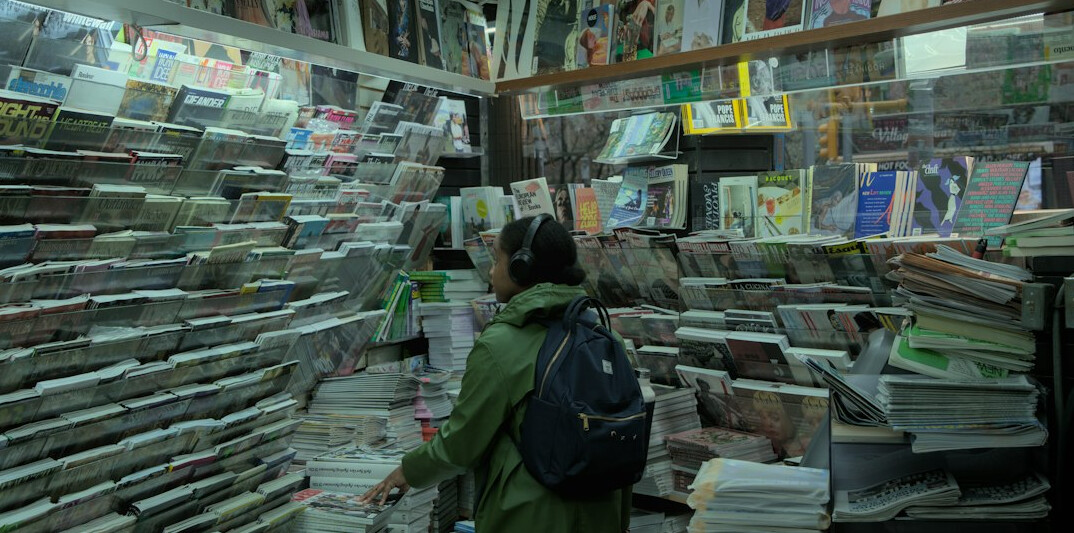 Rows of archived newspapers and periodicals