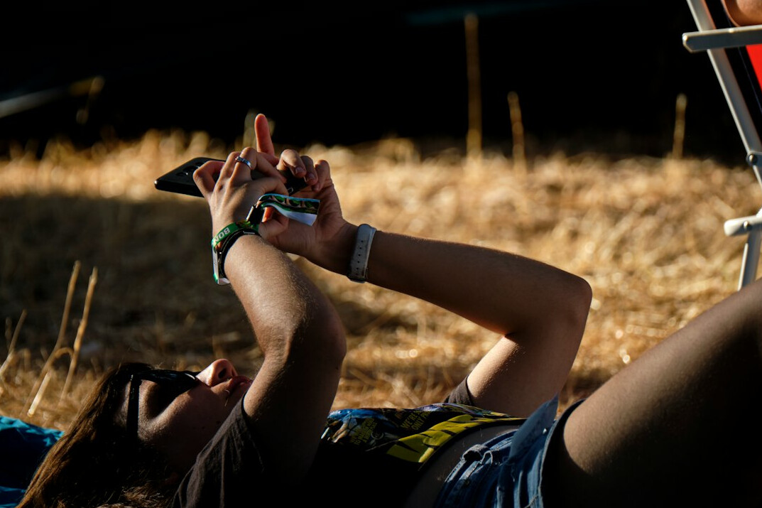 person taking phone break
